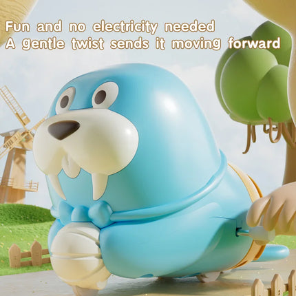 Cute Cartoon Walrus Wind-up Toys Interactive Sliding Chasing Toy for Toddlers 1-3, Early Learning Toy for Kids Baby Gifts