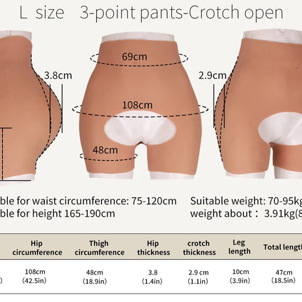 Silicone Buttock Thick Hips Panties Fake Butt Silicone Buttock Cospaly Drag queen Crossdressing Honeycomb