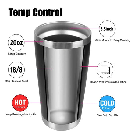 20oz/590ML Thermo Cafe Coffee Mug Car Thermos Mug Leakproof Travel Thermo Cup for Tea Double Stainless Steel Hot and Cold Cup