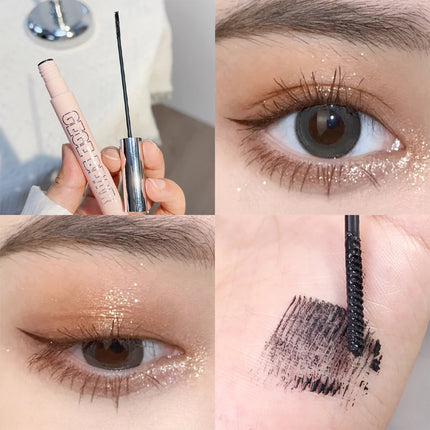 Ultra-Fine Small Brush Mascara Lengthen Eyelashes Curling Thick Waterproof Natural Black Brown Lashes Extension Korean Cosmetics