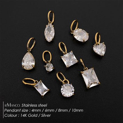 eManco 14K Gold Plated Stainless Steel  Inlaid With Zircon Pendant  Charm  Diy Jewelry Accessories Earring Making Supplies