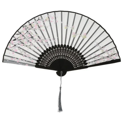 Retro Flower Pattern Home Decoration Elegent Bamboo Folding Fan Chinese Style Painting Handheld Fan Dance Performance Props