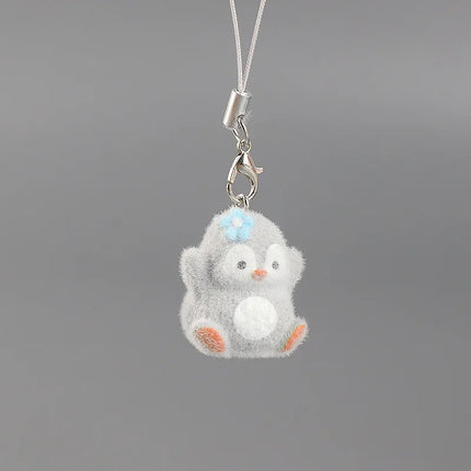 Flocking Animal Dog Cat Pendant Cute Keychain Keyring Bag Earphone Car Keychain Decor Keychains Accessories Phone Chain Lanyard