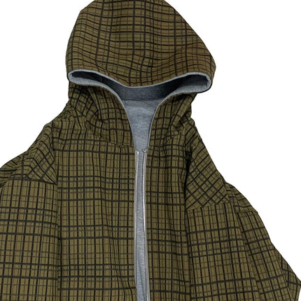 Mauroicardi Autumn Oversized Reversible Hoodies Men Loose Casual Luxury Designer Clothes Hoodie with Plaid Lining Sweatshirt