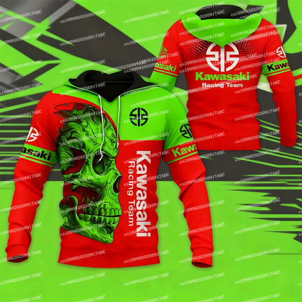 （Kawasaki ）Men's Hoodie Kawasaki Hooded Men's Sports and Leisure Wear 3D Printed Women Hoodie Adventure Fashion Motorcycle Top