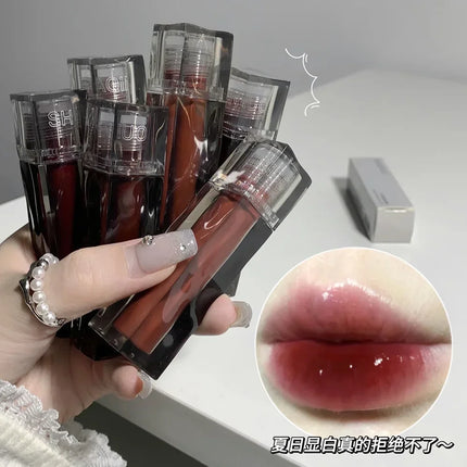 6 Colors Lip Gloss Waterproof Mirror Jelly Lip Glaze Water-light Long Lasting Moisturising Glossy Red Tint Lips Makeup Cosmetics