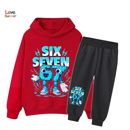 67 Six Seven hoodie pant 2pcs boys girls Italian Brainrot Kid Girl Sweatshirt 2pcs Suit Hoody Baby Casual Tracksuit