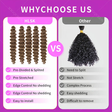 Blonde Feather Crochet Bundles Human Hair Miracle Knots Deep Wave Extensions Lightweight Pre Separated Crochet Hair For Braids
