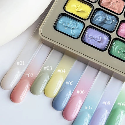 MORDDA 9 Colors Patting Glue Smudge Canned High Saturation Popular Semi-Solid Nail Polish Glue Women's Salon Manicure DIY