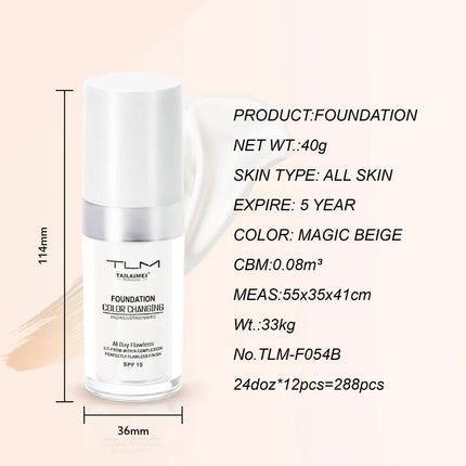 TLM TAILAIMEI F054-B Color Changing Foundation Magic Foundation Makeup Full Coverage Base Maquillaje Long Lasting Makeup Base