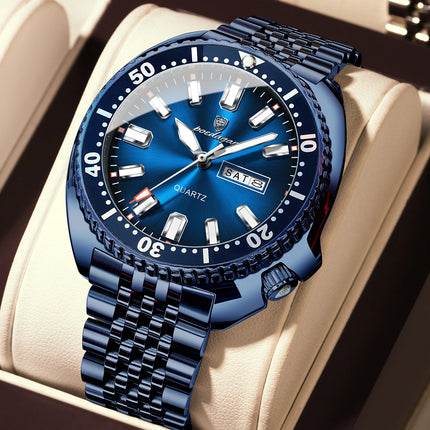 POEDAGAR Top Business Men Watch Date Week Waterproof Luminous Fashion Man Wristwatch Stainless Steel Casual Quartz Men's Watches