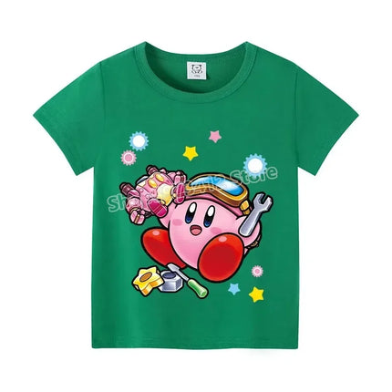 Star Kirbys Summer Short Sleeve Kid Cute T-shirt Colorful Tops Baby Cartoon Fashion Tee Kawaii Game Boy Girl Casual Clothes Gift
