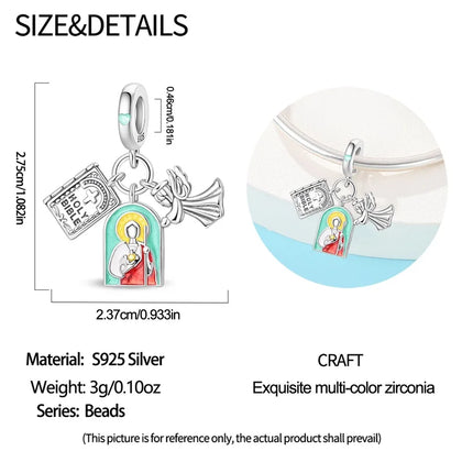 Original New 925 Sterling Silver Prayer Virgin Mary Charms Beads Fit Necklace Bracelet Accessory DIY Jewelry For Women Gift