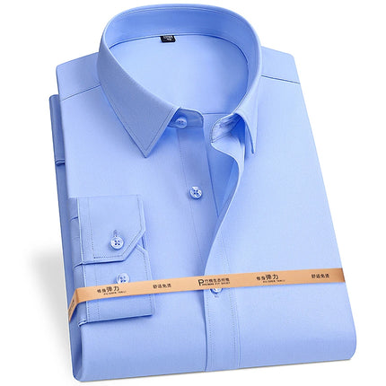 No-Iron Anti-Wrinkle 8XL New Fabric 50% Bamboo Fiber 46%Polyester 4%Spandex Men Shirts Long Sleeve Business work shirt Soft Cozy