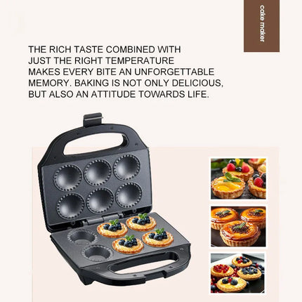 Cross-border home use 6 hole baking cake mini pie maker quiche maker cake machine egg tart machine breakfast machine 750w