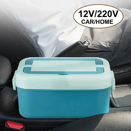 12V/220V Electric Heated Lunch Box No Water Added Car Food Heater Portable Camping Insulated Lunch Box Work Lunch Box 1000ml