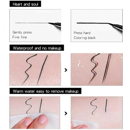 3Pcs Waterproof & Sweat-Proof Black Eyeliner Pencil - Long-LastingSmudge-Proof for Bold Eye Makeup, Easy Glide Formula for Perfe