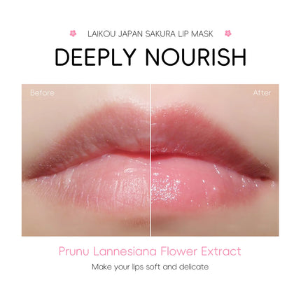 LAIKOU Sakura Lip Mask 8g - Overnight Hydrating Balm, Anti-Aging Plumping & Repair | Smooth Fine Lines, Dryness Treatment