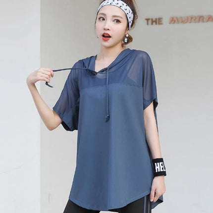Women Sports Shirts Gym Workout Vest Hoodies Hooded Loose Yoga Running Fitness Sleeveless T-shirt Girls Jogging Tank Tops Blouse