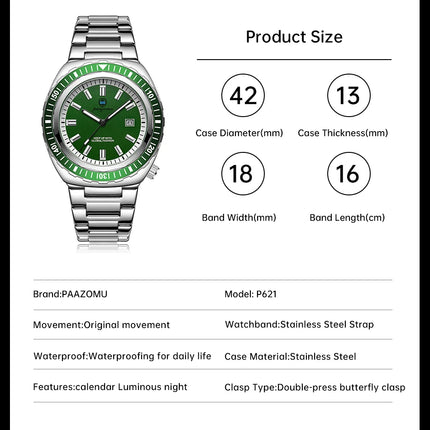 PAAZOMU Luxury Business Men Watch Date Week Waterproof Luminous Man Wristwatch Sport Stainless Steel Quartz Men's Watches Reloj