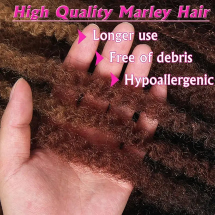Marley Twist Braiding Hair 18Inch Long-Lasting Fluffy&Tangle-Free Cuban Twist Hair Crochet Hair Ombre Honey Brown T1B/30/27