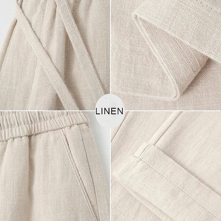 2026 New Straight Casual Cotton Linen Pants Men Wide Leg Lightweight Baggy Cotton Sweatpants Male Walking  Jogger Trousers Work