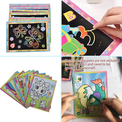Random 8/10pcs A Lot Magic Scratch Art Doodle Pad Painting Cards Toys Early Educational Learning Drawing Toys
