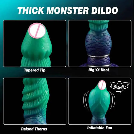 Inflatable Fantasy Monster Dildo Adjustable Big Knot Raised Thorns Realistic Texture Silicone Adult Toy for Beginners Advanced