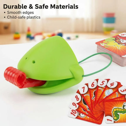 Funny Frog Mask Wagging Tongue Games Two/Four People Parent-child Interaction Frog Mask with Blow Tongue with Cards Desktop Game