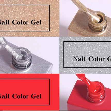 6PCS Nail Polish Not Set New Years Semi Permanent Hybrid Black Red Color Gel Polish Valentine's Popular Christmas Solid Color