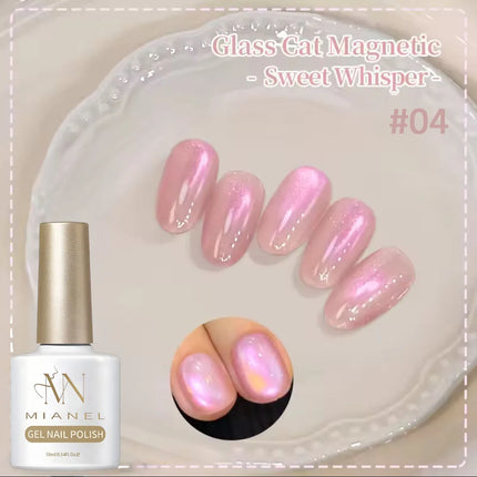 10ML 1-8PCS 2026 New Nude Pink Glass Bead Gel Nail Polish Gold Light Magnet Nude Cat Eye Gel Polish Cute Nails Nail Supplies