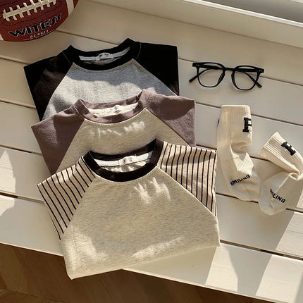 Kids' Striped Long-Sleeve T-Shirt Toddler Girl Loose Bottoming Shirt Boy Baby Casual Tops Fashion Children's Cotton Tees