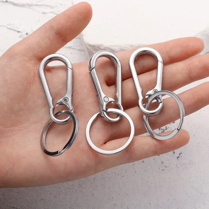 1-5pcs Waist Hanging Key Rings Stainless Steel Holder Keychains Buckle Clip Gourd Climbing Hook Car Strong Carabiner Key Chain