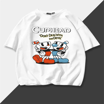 Children Cute Cuphead Clothes Kids Summer Fashion T-shirt Baby Boys Cartoon T-shirts Toddler Girls Short Sleeve Casual Tops
