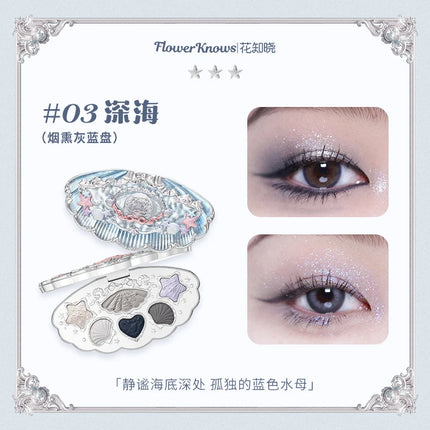 Flower Knows Strawberry Rococo Moonlight Mermaid Jewel Eyeshadow Palette 5 Colors Pearlescent Mashed Potatoes 2023