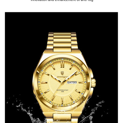 POEDAGAR Luxury Business Men's Watches Stainless Steel Waterproof Luminous Men's Watch Date Week Quartz Original Men's Wristwatches
