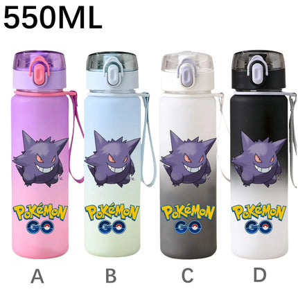 550ML Pokemon Sports Water Bottle Pikachu Mewtwo Gengar Eevee Portable Cartoon Drinking Cup Outdoor Hiking Gym Fitness Jugs