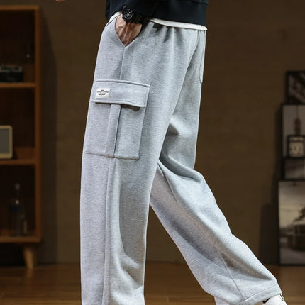 2023 Autumn New Sweatpants Men Multi-Pockets Drawstring Cotton Casual Track Pant Male Loose Straight Trousers Large Size 8XL