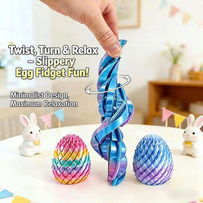 Twisty Fidget Egg 3D Printed Toys Sensory Desk Toys Stress Relief Easter Basket Stuffers Small Gifts