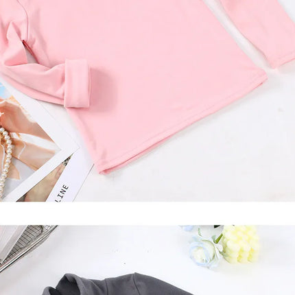 New 2025 Autumn Winter Boys Girls Kids Fashion Solid T-Shirt Tops Children O-Neck Long Sleeve Warm Casual T-Shirts