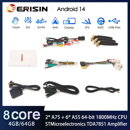 Erisin ES8529D 8" Android 14 Car Stereo For Renault Dacia Duster Logan Sandero Dokker Radio GPS Sat CarPlay Auto 4G WiFi DSP IPS
