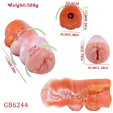 GEEBA Realistic Male Masturbator Soft Silicone Pocket Pussy Adult Sex Toy for Men Reusable Men Stroker Cup Strong Suction Sleeve