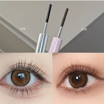 Silk Fiber Curling Mascara Ultra-Fine Brush Waterproof Long Lasting Smudge-Proof Mascara Lengthening Volumizing Eyelashes Makeup