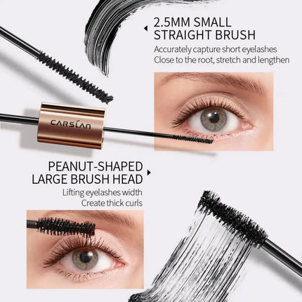 CARSLAN Dual Head 3D Mascara Curling Volume Up&Down Lashes Thick Lengthening Eyelashes Waterproof Long-wearing Mascara Makeup