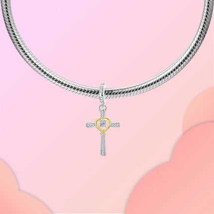 925 sterling silver wings Sister Cross pendant charms fit original 4mm Aperture bracelet charm beads necklace Diy female jewelry