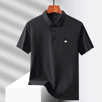 Summer Ice Silk Short Sleeve Men's Golf Brand new Polo Shirt Fashion Printed Top Comfortable Breathable Casual Business T-shirt
