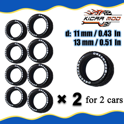 1/64 Rubber Tires For Wheels on Hot Wheels Detail-up Replacement Parts for Hotwheels Model Car Toys 11mm/13mm (2 Sets)