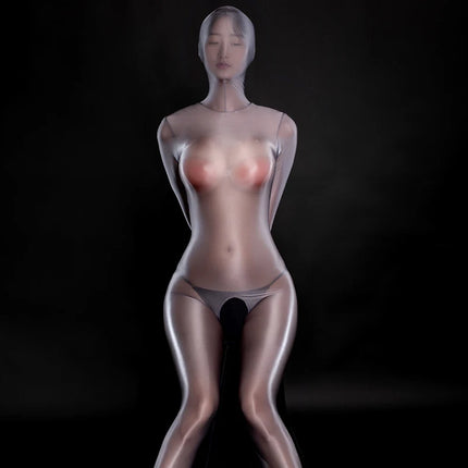 Sexy Oil Shiny Full Body Zentai Bodysuits Women See Through Open Crotch Jumpsuits Erotic Leotard Elastic Tights Cocoons Catsuits