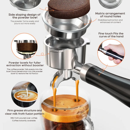 HiBREW 20Bar Semi Automatic Espresso Coffee Machine Temperature Adjustable 58mm Portafilter Cold/Hot Coffee Maker Metal CaseH10A