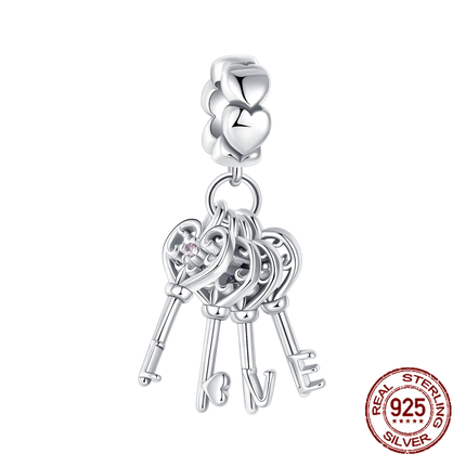 Hot Sale Charms Beads 925 Sterling Silver Solid Color Letter Family Forever Tree of Life Zircon Beads Fit DIY Bracelets Jewelry